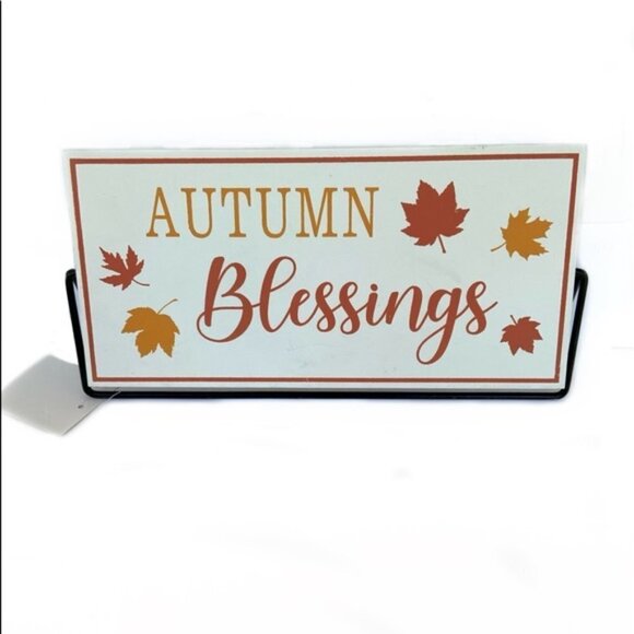 Autumn Rotating 2 Sided Sign Freestanding Table Counter Decoration Metal Stand - Picture 6 of 10